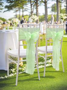 1pc/2pcs/6pcs/10pcs Solid Color DIY Terylene Bowknot Chair Back Decor, Suitable For Various Banquets & Parties, Chair Decoration, Adds Festive Atmosphere