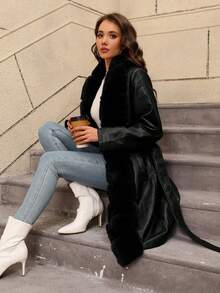 Abrigo con capucha y cinturón de la mujer Risissida para otoño/invierno - Ropa exterior casual, elegante y de moda, incluye cinturón adicional