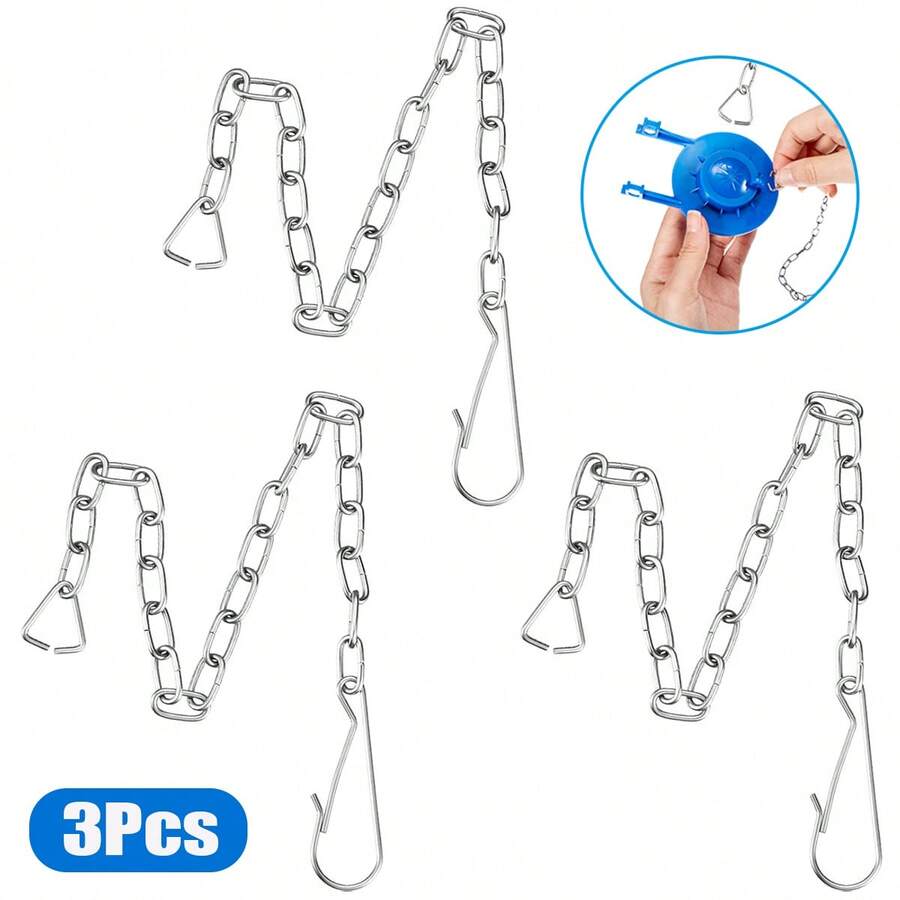 3pcs Stainless Steel Toilet Tank Lever Replacement Kit, With Hooks And Triangle Rings, Easy To Replace Most Toilet Tank Levers - Silver - View 1