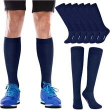Haysandy 12 Pares de Calcetines Juveniles al por Mayor para Fútbol, Softbol, Béisbol, Calcetines para Niñas Deportivas, Niños, Jóvenes y Adultos, Deporte de Equipo - Azul marino - Ver 7
