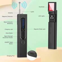 Hidden Camera Detector, RF Signal Detector, GPS Tracker Detector, Listening Device Detector, Anti-Spy Detector, Insect Detector, Electronic Sweeper, Anti-Spy RF Scanner, Portable Camera Detector, Eavesdropping Device Finder, Wireless Charging Multi-Function Security Detector, For Travel, Car, Bathroom, Residential, Hotel, Office, High-Precision Wiretapping Detector, Wireless Signal Source, Portable