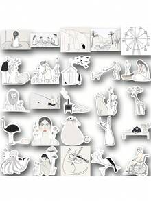 SCXXBSW 50pcs Cool Basic Art Cartoon Graffiti Stickers Decorative Water Cups Notebook Luggage Waterproof Stickers - Multicolor - View 11