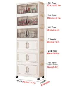1pc 45cm/17.7in Wide Storage Cabinet, Foldable Storage Box, Home Living Room Toy Cabinet Organizer, Snack Cabinet, Kitchen Storage, Christmas Gift, Storage Bin, Under Bed - Cream Door - View 3