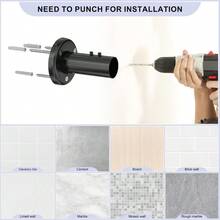 Shower Curtain Rails Rod L Shape New Upgrade ∅25mm Need Drilling Corner Shower Rod 70-100x110-170cm Extendable Stainless Steel Shower Rails With 24 RingsCurved Shower Rod For Bathroom Bathtub-Black - Black1 - View 3