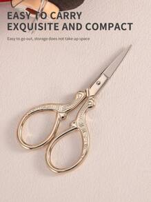 1pc Stainless Steel Gold Straight Tip Precision Scissors, Multipurpose Vintage Beauty Embroidery Trimming Scissors Suitable For Facial Hair, Eyebrow, Eyelash, Mustache, Nose - Perfect For Home, Travel And Outdoor Use,Makeup,Cheap,Room Decor,Vanity,Travel,Bedroom,Makeup Accessories