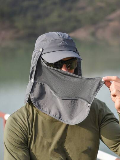 1 件装男士速干 360° 防紫外线可拆卸面罩肩部斗篷太阳帽，适合远足、钓鱼、夏季等户外活动