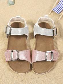 Girls' Colorblock Summer Sandals, Children's Fashion Casual Beach Shoes, Suitable For Daily Outings, Vacation And Travel - Baby Pink - View 2