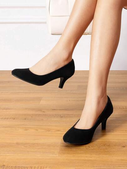 Women's Elegant Bridal Low-Heel Court Pumps Solid Color Leather Pointed-Toe Wedding & Formal Occasion Pumps