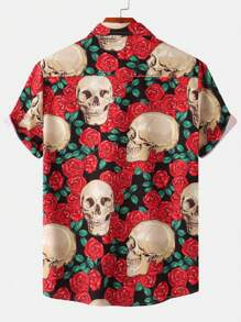 Camisa de manga corta estampada para hombres, camisa casual de ocio de verano