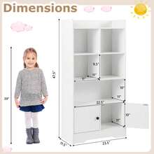 Lifezeal 4-Tier Bookshelf With 2-Door Storage Cabinet And 4 Cubes Display Shelf For Home Office - White - View 3