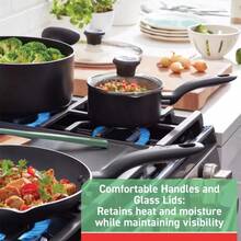 Olla holandesa T-Fal de 5 cuartos de galón con tapa, utensilios de cocina antiadherentes Simply Cook en color negro - 1 - Ver 5