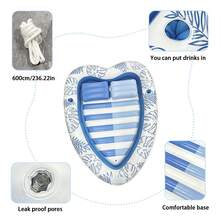 1pc Heart-Shaped Inflatable Float, Made Of PVC Material With Pillow And Cup Holder, Suitable For Summer Beach, Pool Party, Water Recreation And Relaxation - Multicolor - View 7