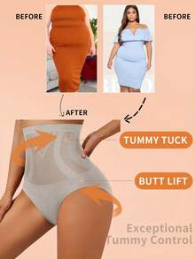 High Waist Tummy Control Seamless Panties, Soft Triangle Briefs For Women - Grey - View 5