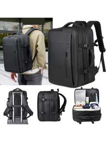 Mochila de Viagem Expansível com Vários Bolsos - Com Fechadura, Separação Úmida e Seca, Compressão a Vácuo, Acolchoado, Respirável, Zíperes Comerciais e Função Casual