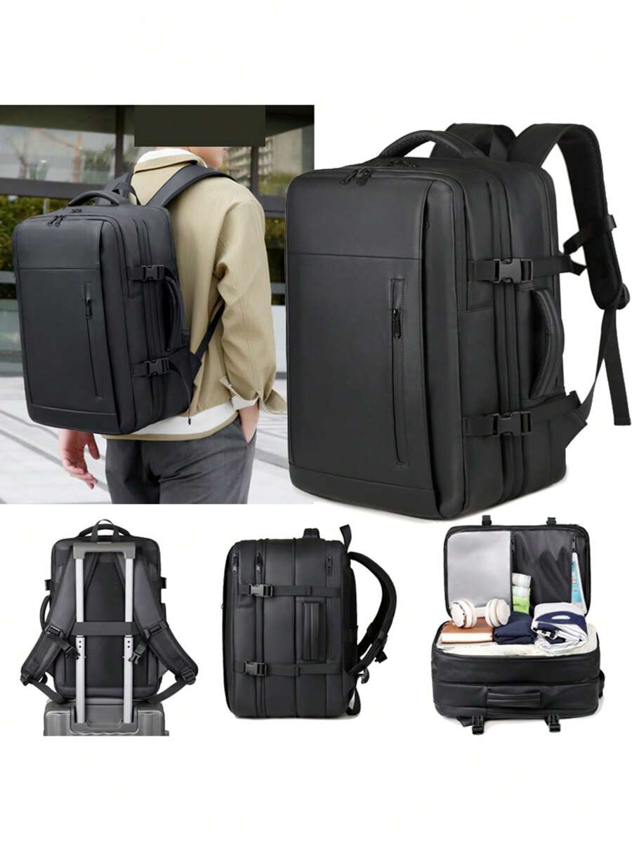 Mochila de Viagem Expansível com Vários Bolsos - Com Fechadura, Separação Úmida e Seca, Compressão a Vácuo, Acolchoado, Respirável, Zíperes Comerciais e Função Casual