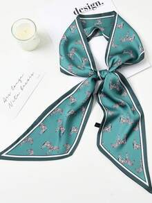 1条女士时尚马车印花真丝围巾/头巾，窄款，提升整体造型的理想之选