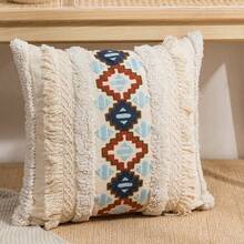 1/2 Vỏ gối họa tiết hình thoi nhiều màu, Vỏ gối trang trí chần bông bằng vải canvas Boho thêu họa tiết xích, Thích hợp cho phòng ngủ, phòng khách, ghế sofa, đầu giường, mọi mùa (Không có gối bên trong) - Nhiều màu - Xem 8