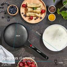 SONIFER Elektrischer Crêpe-Maker mit antihaftbeschichteter Platte von 20 cm, einfache Bedienung, 600 W, in 3 Farben erhältlich: Rot, Weiß, Schwarz