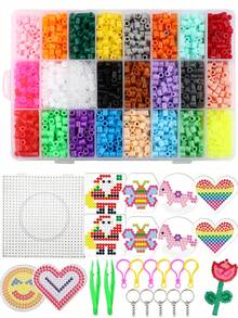 Fuse Beads Kit, 24 Colors 5mm Fuse Beading Kit, Multicolored Iron On Fused Beads Kit, Great Supplies For Fuse Beads Artist, A Birthday Suitable For Giving To A Friend - Beans - View 1