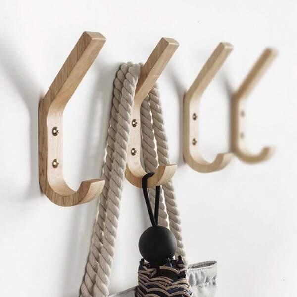 1 pièce Crochet mural en bois, porte-manteau mural d'entrée de maison pour manteaux, sacs, clés
