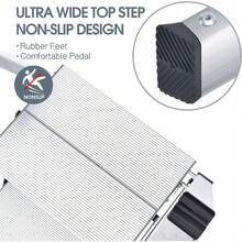 2 Step Ladder With Wide Steps, Lightweight Folding Ladder, Portable Slim Step Stool, Safety Household Ladder Stepladder With Multi-Function, Silver - Silver - View 3