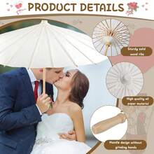 1 件遮阳伞纸伞用于装饰，大号白色纸伞，鸡尾酒会装饰，DIY 绘画伞用于婚礼新娘送礼会派对装饰，艺术和手工艺项目，植物遮阳伞，摄影道具 - 彩色 - 查看 6