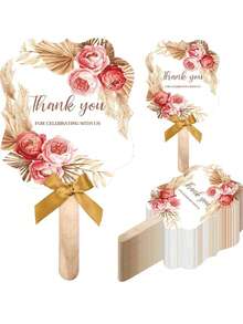 60 件/30 件/3 件波西米亚婚礼手持折叠扇，感谢您与我们一起庆祝，适合新娘、伴娘、教堂舞会的婚礼派对礼物，适合生日派对、宾客礼物、派对装饰、订婚派对、茶会 - 彩色 - 查看 5