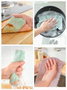 Set de 4 u 8 paños de mano para bebé, paños de limpieza absorbentes para cocina, paños de felpa de coral, paños de uso doble seco y húmedo, adecuados para diversos entornos domésticos (color aleatorio)
