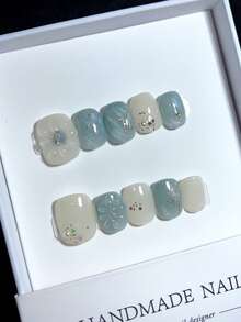 10 piezas de uñas de gato de ojo pintadas a mano, tipo de uña corta, uñas empotradas de trabajo pesado personalizadas, uñas de diseño de alta calidad, uñas de salto de color, uñas postizas de cobertura total, uñas Y2K, uñas en relieve, uñas postizas creativas únicas y de nicho, promoción