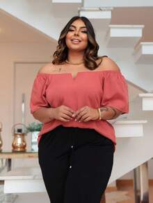 Women's Plus Size  Blouse - Terracota rosa - Ver 2