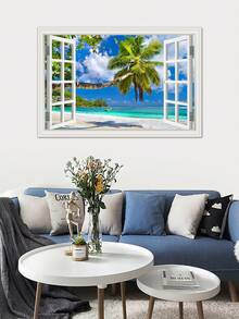 2 Pcs Removable Wall Murals Peel And Stick Waterfalls Window Scenes 3D Wall Sticker Vinyl Wallpaper Decorations For Bathroom Home Decor Art Stickers Personalised Stickers - Multicolor - View 23