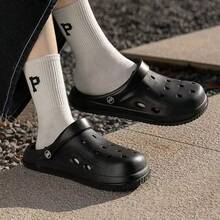 Unisex EVA Breathable Lightweight Closed Toe Sandals, Comfortable Slip-On Beach Slippers - Black - View 5