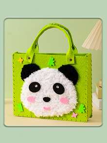 1 件手工制作的卡通动物毛毡手提包/零钱包，3D 贴花无纺布 DIY 工艺套件，缝纫纱线绘画，手工玩具，儿童益智玩具