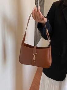 Bolso de hombro minimalista en forma de media luna, bolso de mujer elegante y práctico para el transporte diario
