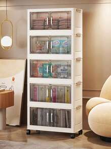 1pc 45cm/17.7in Wide Collapsible Storage Cabinet, Foldable Storage Box, Home Living Room Toy Cabinet, Snack Organizer, Kitchen Cabinet, Christmas Gift, Storage Bin, Under Bed Organizer