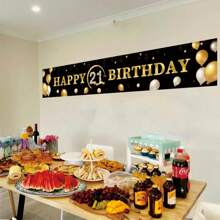 1 Stück Dekorationsbanner zum 16. Geburtstag - Alles Gute zum Geburtstag Hintergrund für Wand & Garten - 16. Geburtstags Party Deko - Teenager Geburtstags Party Zubehör