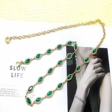 1pc European & American Punk Style Rhinestone Embedded Waist Chain, Fashion Versatile Skinny Waistband Decorative Belt For Dress & Suit