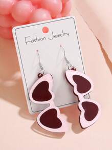 1 paire de boucles d'oreilles asymétriques en forme de cœur en acrylique, design charmant et passionné pour femmes