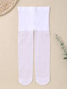 Baby Tights For 0 - 3 Years- 1 - Piece Stylish Bowknot Jacquard Mesh Stirrup Tights, Perfect For Bohemian - Inspired Vacation Looks