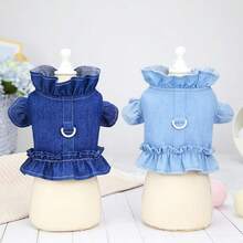 Dog Denim Vest Harness Pet Dress Chest For Small Dogs Accessories Puppy Item Chihuahua York Walking Outdoor Cat Pets Product - Blue - View 11