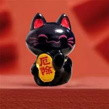 Resin Lucky Cat Figurine, Chinese Maneki Neko Fortune Cat, Money Attraction Amulet, No Feathers, Electricity-Free, With DIY Decor Accessory, For Desktop, Car, Valentine'S Day Gift, Suitable For Ages 14+