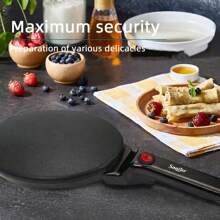 SONIFER Elektrischer Crêpe-Maker mit antihaftbeschichteter Platte von 20 cm, einfache Bedienung, 600 W, in 3 Farben erhältlich: Rot, Weiß, Schwarz