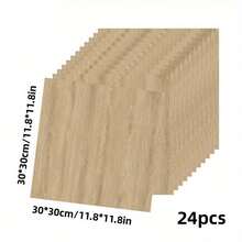 12/24pcs Self-Adhesive Wood Grain Floor/Wall Stickers, Easy To Install, Suitable For Indoor Wall & Floor Decoration, Waterproof, Anti-Mold, Anti-Oil, Anti-Slip - 彩色 - 查看 15