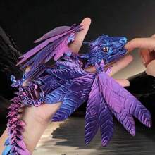 Juguete de modelo impreso en 3D, juguete de dragón volador genial con boca móvil, dragón emplumado impreso en 3D, modelo de dragón volador, modelo de juguete de dragón con articulaciones móviles, decoración de escritorio para el hogar, modelo de juguete de dragón coleccionable