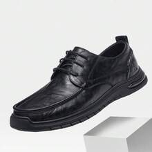 CAMEL CROWN 男士休闲鞋，复古抛光皮革防滑耐磨休闲皮鞋 - 黑色 - 查看 1