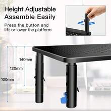 Adjustable Desktop Computer Stand, Stand Height Adjustable Screen Stand Monitor Lifter Ergonomic High Quality Metal Laptop Stand, Computer Hardware, Software For All Tablets And Laptops - Black - View 3