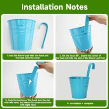 Conjunto de vasos de flores de ferro metálico com 7 peças, inclui 5 vasos de flores de metal, 5 etiquetas de plástico e 1 kit de ferramentas de transplante, para jardim de varanda, vasos de plantas com ganchos removíveis