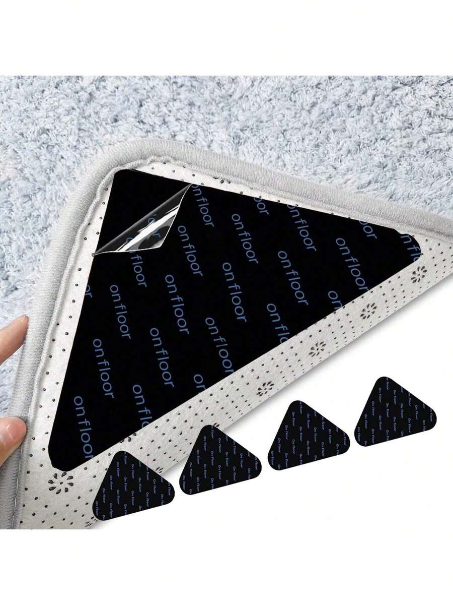 4pcs/8pcsRug Pad Gripper, Double Sided Non-Slip Rug Pads Rug Tape Stickers Washable Area Rug Pad Carpet Tape Corner Side Gripper For Hardwood Floors And Tile