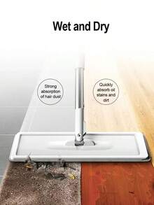 加厚拖把带桶挤压拖把免手洗平板拖把家用便携式可重复使用超细纤维垫居家清洁工具平板挤压拖把带桶挤压拖把桶带超细纤维头可更换用于地板清洁厨房卫生间窗户