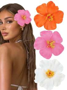 1PC Hibiscus Flowers Hawaii Party Summer Party DIY Decorations Artificial Flowers Hula Girls Favor Hair Decoration Flower Hair Clips Claw Clips Hair Claws Hair Slide Hair Barrettes